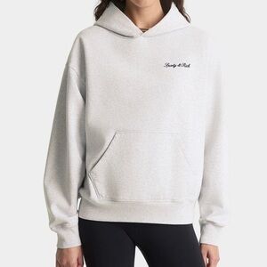 Sporty & Rich Signature Logo Embroidered Hoodie - Heather Gray/Navy